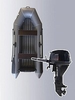 Комплект лодка ПВХ Tulin 280 НДНД Лайт + мотор 4HP 